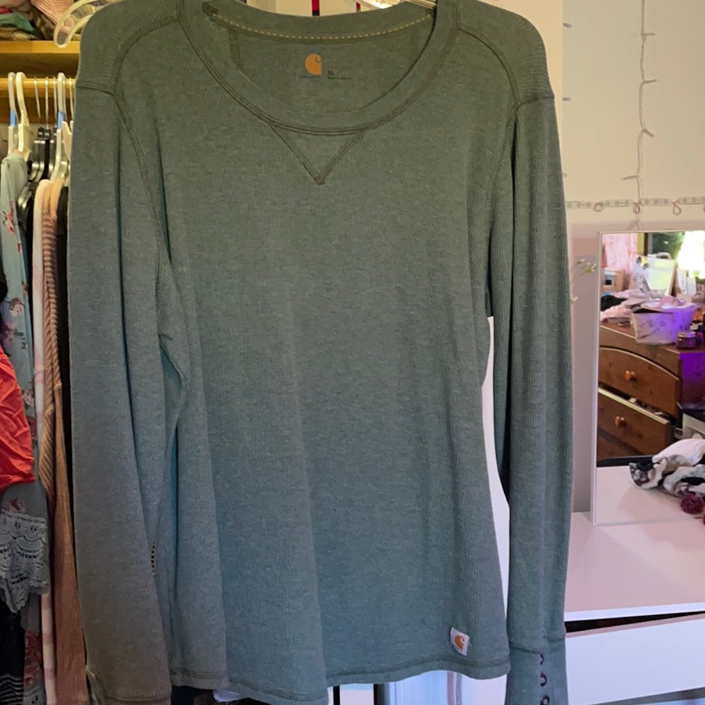 Carhartt dark green long sleeve shirt